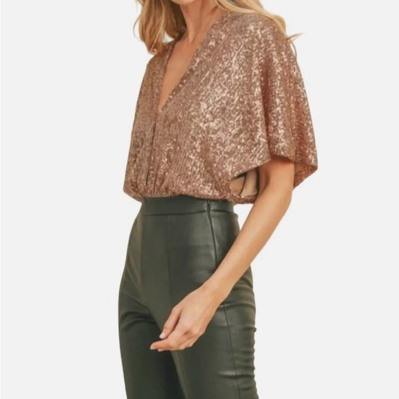 17. Sequined bodysuit mocha gold - Picture 3 of 7